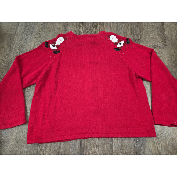 Tiara International Vintage Christmas Holiday Full Zip Sweater Red Cardigan Smal - Picture 8 of 9